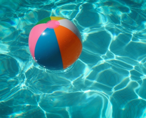 beach ball in a swimming pool